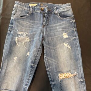 Kut from the Kloth Medium Blue Distressed Straight Leg Jeans